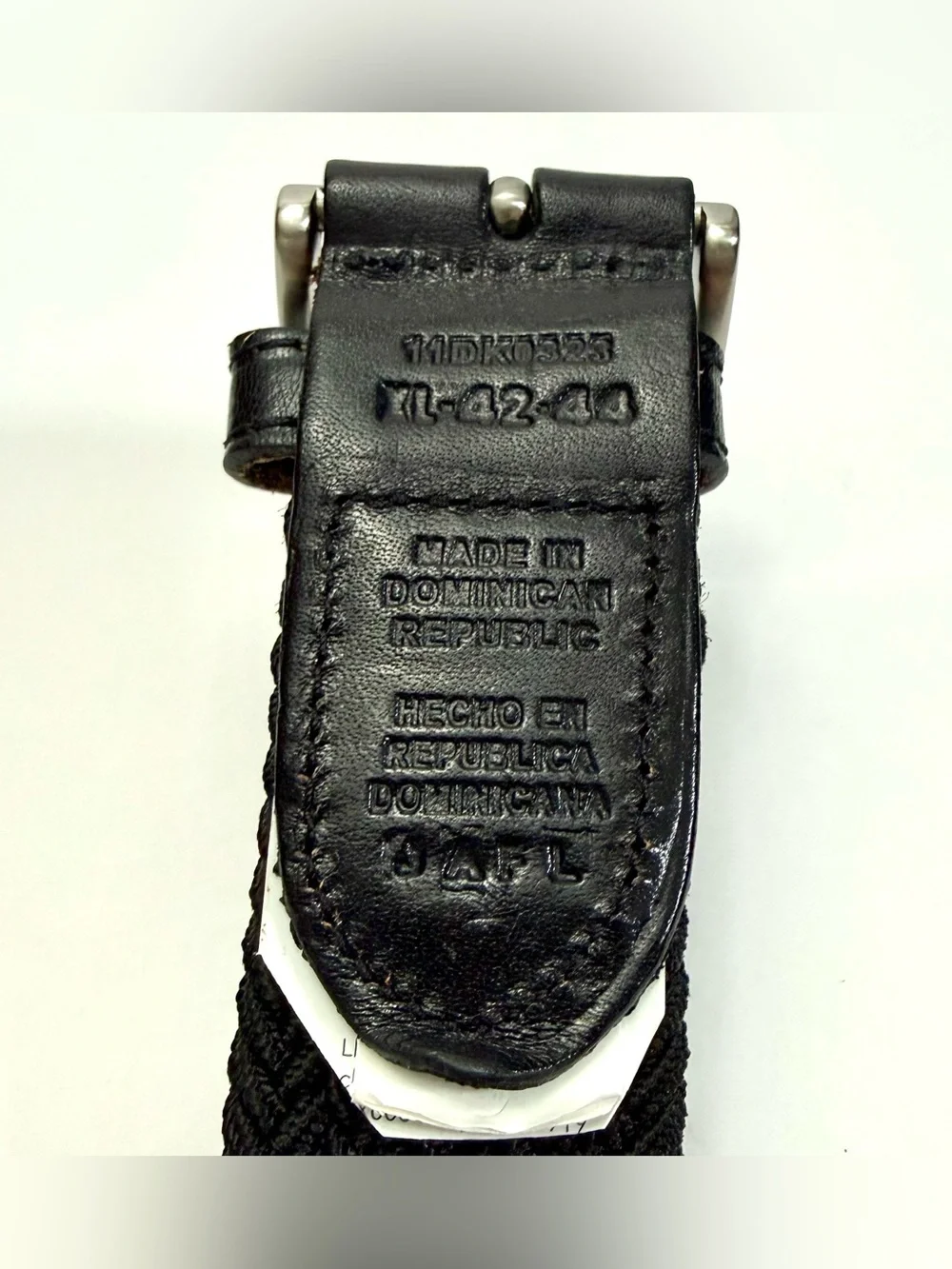 Dockers Men Black Braided Stretch Belt Silver Buckle Leather Trim Size XL 42-44